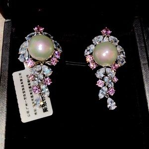 Pearl Pink Lab-created earrings